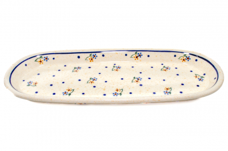 Platou oval pentru servire Little Flowers ceramica smaltuita, pictat manual, 11,1 x 28,3 cm [2]