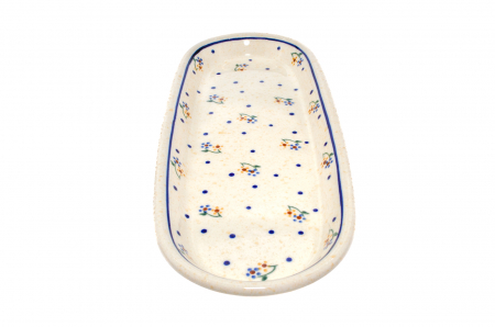 Platou oval pentru servire Little Flowers ceramica smaltuita, pictat manual, 11,1 x 28,3 cm [1]