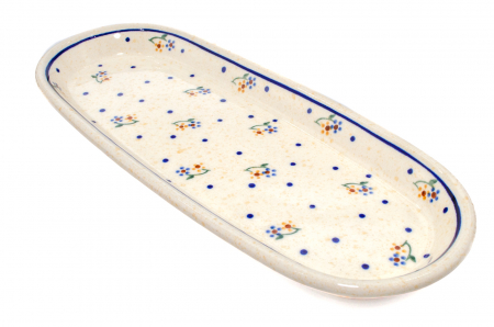 Platou oval pentru servire Little Flowers ceramica smaltuita, pictat manual, 11,1 x 28,3 cm [3]