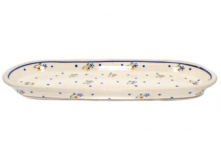 Platou oval pentru servire Little Flowers ceramica smaltuita, pictat manual, 11,1 x 28,3 cm [4]