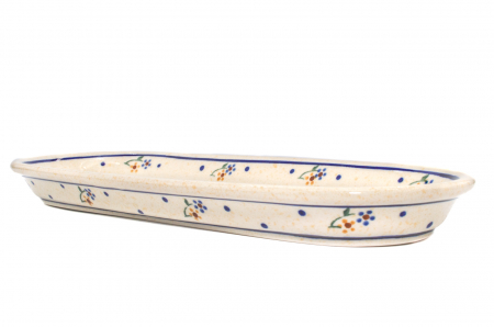 Platou oval pentru servire Little Flowers ceramica smaltuita, pictat manual, 11,1 x 28,3 cm [5]