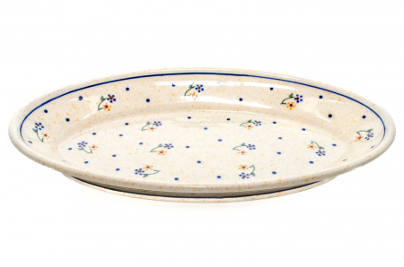 Platou oval pentru servire Little Flowers, ceramica smaltuita, pictat manual, 15,7 x 27,0 cm [3]