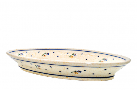 Platou oval pentru servire Little Flowers, ceramica smaltuita, pictat manual, 15,7 x 27,0 cm [4]