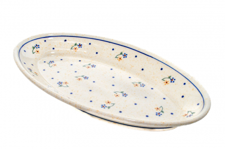 Platou oval pentru servire Little Flowers, ceramica smaltuita, pictat manual, 15,7 x 27,0 cm [1]