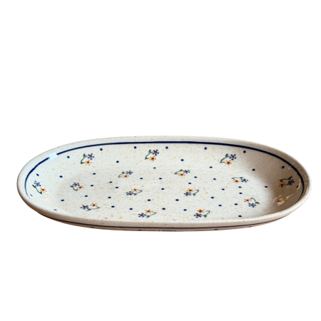 Platou oval pentru servire Little Flowers, ceramica smaltuita, pictat manual, 16,8 x 27,3 cm [6]