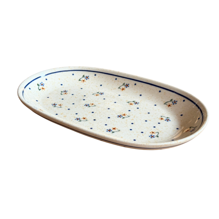Platou oval pentru servire Little Flowers, ceramica smaltuita, pictat manual, 16,8 x 27,3 cm [3]