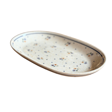 Platou oval pentru servire Little Flowers, ceramica smaltuita, pictat manual, 16,8 x 27,3 cm [5]