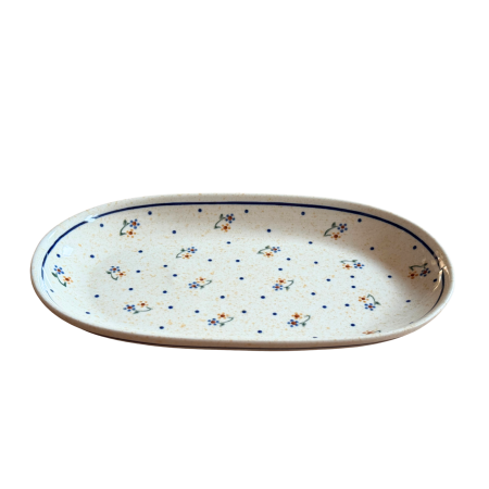 Platou oval pentru servire Little Flowers, ceramica smaltuita, pictat manual, 16,8 x 27,3 cm [1]