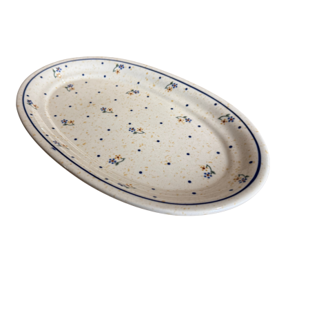 Platouri servire - Platou oval pentru servire Little Flowers, ceramica smaltuita, pictat manual, 19,2 x 30,0 cm