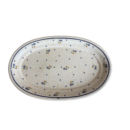 Platou oval pentru servire Little Flowers, ceramica smaltuita, pictat manual, 19,2 x 30,0 cm [3]
