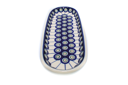 Platou oval pentru servire Peacock Eyes, ceramica smaltuita, pictat manual, 11,1 x 28,3 cm [3]