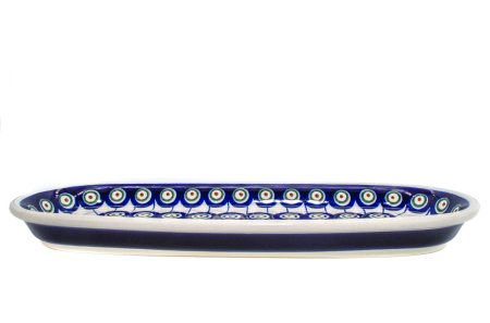 Platou oval pentru servire Peacock Eyes, ceramica smaltuita, pictat manual, 11,1 x 28,3 cm [6]