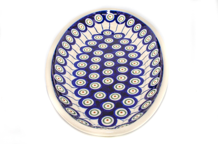 Platou oval pentru servire Peacock Eyes, ceramica smaltuita, pictat manual, 15,7 x 27,0 cm [5]