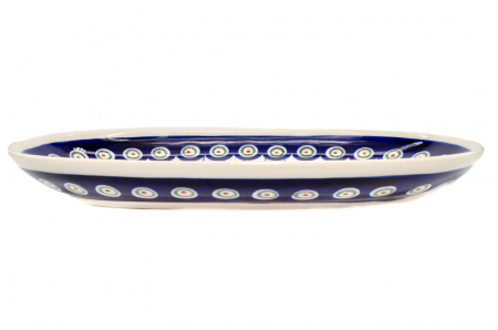 Platou oval pentru servire Peacock Eyes, ceramica smaltuita, pictat manual, 16,8 x 27,3 cm [5]