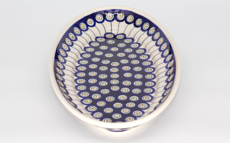 Platou oval pentru servire Peacock Eyes, ceramica smaltuita, pictat manual, 20,5x 36,0 cm [3]