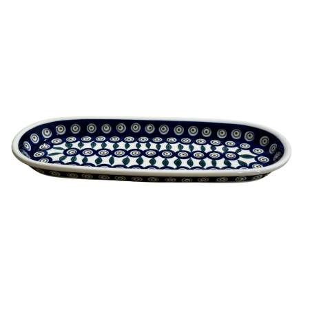 Platou oval pentru servire Peacock Tear Drops, ceramica smaltuita, pictat manual, 11,1 x 28,3 cm [2]