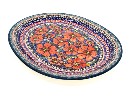 Platou oval pentru servire Poppy Bouquet, ceramica smaltuita, pictat manual, 26,7 x 34,0 cm [0]
