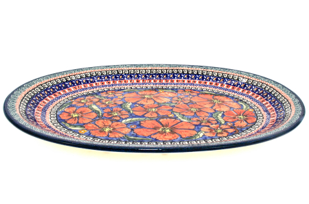Platou oval pentru servire Poppy Bouquet, ceramica smaltuita, pictat manual, 26,7 x 34,0 cm [2]