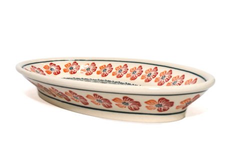 Platou oval pentru servire Poppy Rain, ceramica smaltuita, pictat manual, 15,7 x 27,0 cm [7]