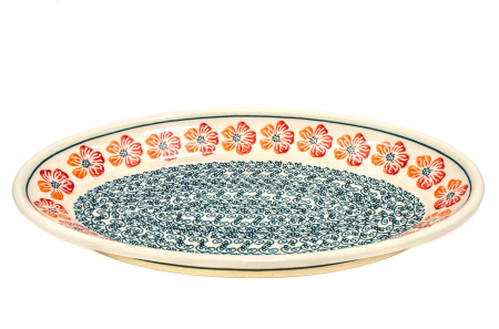 Platou oval pentru servire Poppy Rain, ceramica smaltuita, pictat manual, 15,7 x 27,0 cm [1]