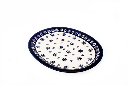 Platou oval pentru servire Snowflakes, ceramica smaltuita, pictat manual, 22,1 x 29,1cm [0]