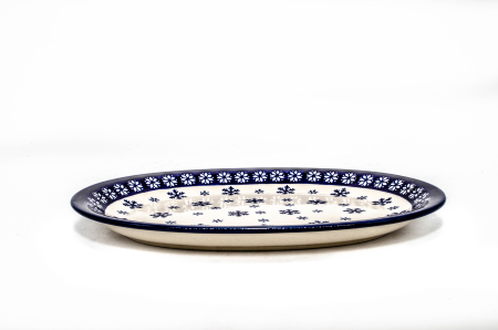 Platou oval pentru servire Snowflakes, ceramica smaltuita, pictat manual, 22,1 x 29,1cm [2]