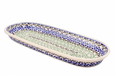 Platou oval pentru servire Sweet Dreams ceramica smaltuita, pictat manual, 11,1 x 28,3 cm [0]