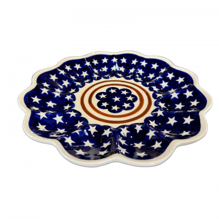 Accesorii pentru Masa - Platou pentru oua American Style, ceramica smaltuita, pictat manual, 24,0 cm
