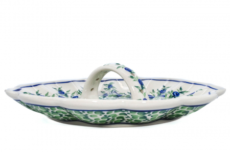 Platou cu maner pentru oua Berries, ceramica smaltuita, pictat manual, 24,0 cm [5]