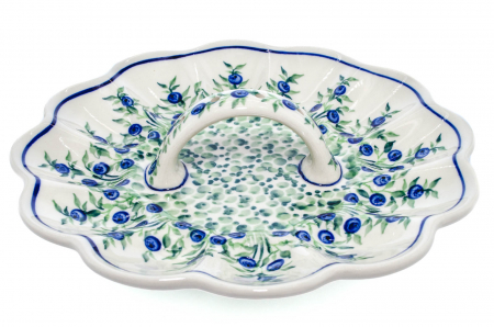 Platou cu maner pentru oua Berries, ceramica smaltuita, pictat manual, 24,0 cm [0]