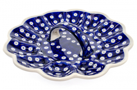 Platou cu maner pentru oua Blue Eyes, ceramica smaltuita, pictat manual, 24,0 cm [1]