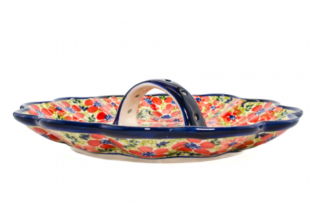 Platou cu maner pentru oua Fire Poppies, ceramica smaltuita, pictat manual, 24,0 cm [5]