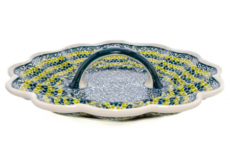 Platou cu maner pentru oua Leaf Bed, ceramica smaltuita, pictat manual, 24,0 cm [2]