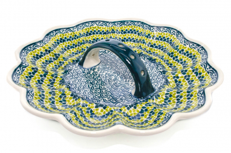 Platou cu maner pentru oua Leaf Bed, ceramica smaltuita, pictat manual, 24,0 cm [1]