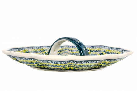 Platou cu maner pentru oua Leaf Bed, ceramica smaltuita, pictat manual, 24,0 cm [4]