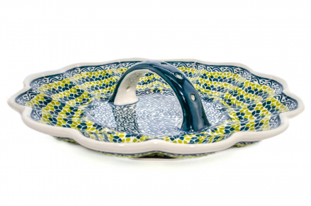 Platou cu maner pentru oua Leaf Bed, ceramica smaltuita, pictat manual, 24,0 cm [3]
