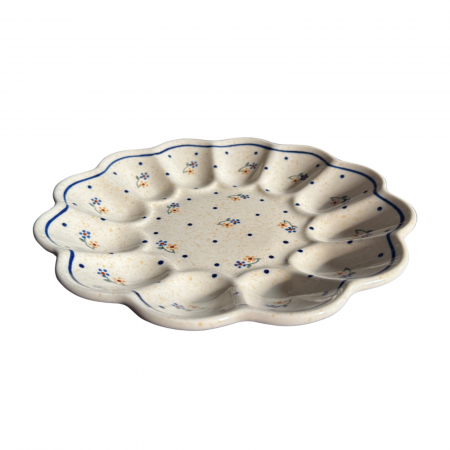 Colectiile Flowers - Platou pentru oua Little Flowers, ceramica smaltuita, pictat manual, 24,0 cm