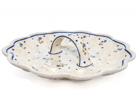 Platou cu maner pentru oua Little Flowers, ceramica smaltuita, pictat manual, 24,0 cm [2]