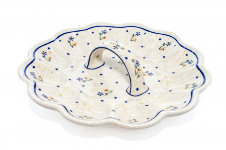 Platou cu maner pentru oua Little Flowers, ceramica smaltuita, pictat manual, 24,0 cm [1]