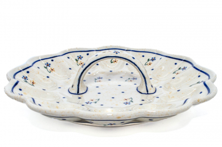 Platou cu maner pentru oua Little Flowers, ceramica smaltuita, pictat manual, 24,0 cm [3]