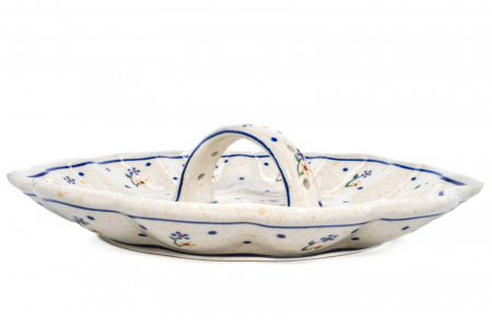 Platou cu maner pentru oua Little Flowers, ceramica smaltuita, pictat manual, 24,0 cm [5]