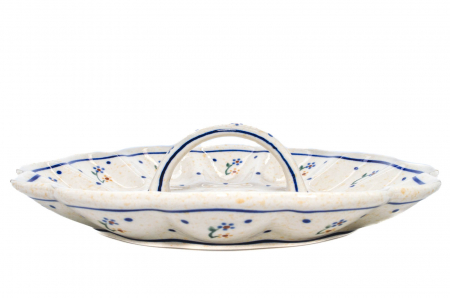 Platou cu maner pentru oua Little Flowers, ceramica smaltuita, pictat manual, 24,0 cm [4]