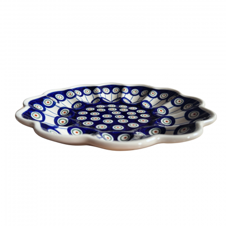 Platou pentru oua Peacock Eyes, ceramica smaltuita, pictat manual, 24,0 cm [2]
