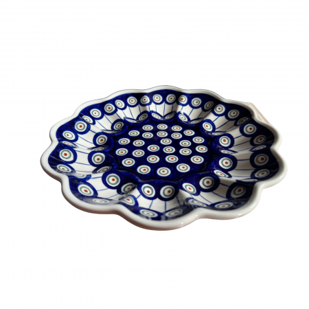 Platou pentru oua Peacock Eyes, ceramica smaltuita, pictat manual, 24,0 cm [1]