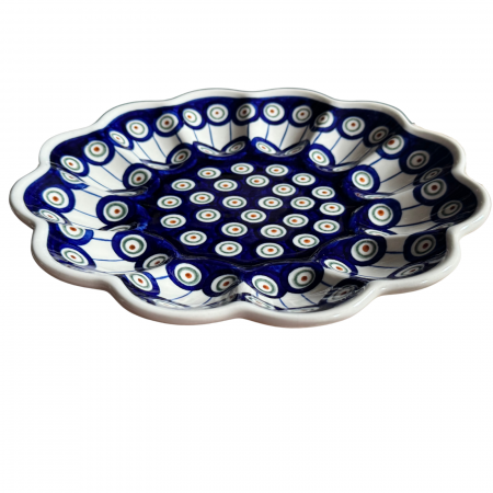 Paște - Platou pentru oua Peacock Eyes, ceramica smaltuita, pictat manual, 24,0 cm