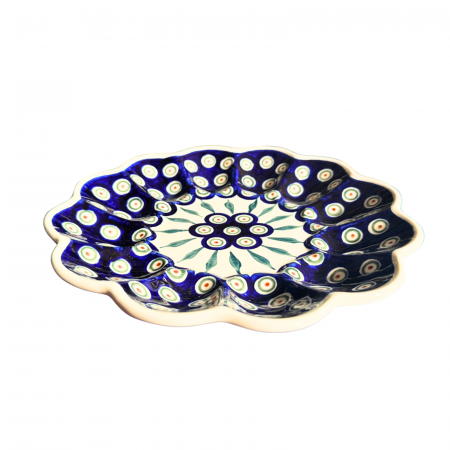 Platou pentru oua Peacock Tear Drops, din ceramica smaltuita, pictata manual, 24,0 cm [4]