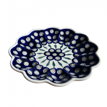 Paște - Platou pentru oua Peacock Tear Drops, din ceramica smaltuita, pictata manual, 24,0 cm