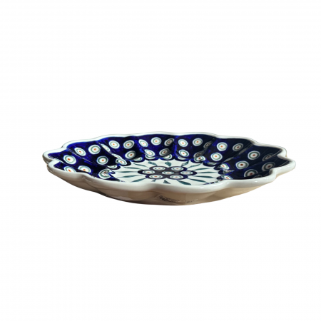 Platou pentru oua Peacock Tear Drops, din ceramica smaltuita, pictata manual, 24,0 cm [6]