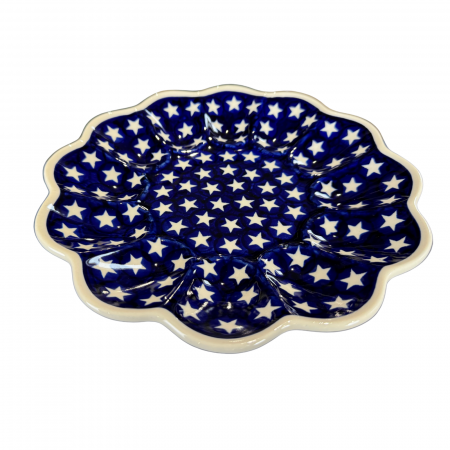 Platou pentru oua Stars, ceramica smaltuita, pictata manual, 24,0 cm