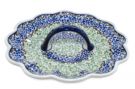 Platou cu maner pentru oua Sweet Dreams, ceramica smaltuita, pictat manual, 24,0 cm [0]